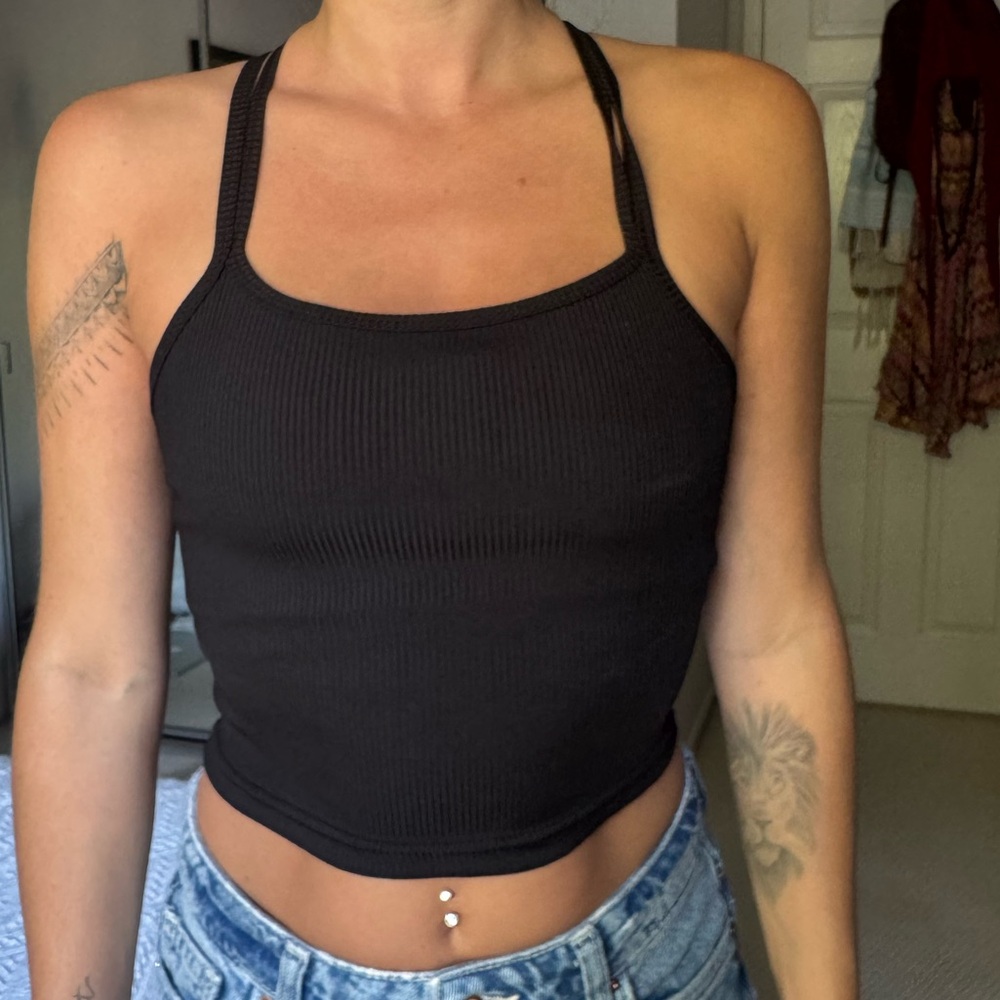 Adrienne Vittadini Black Ribbed Tank Top